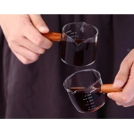 100ml Coffee Cup with Graduated Glass Dosing Mup Resistant Tropical Wooden Handle Espresso Cups for Barista Milk Coffeeware
