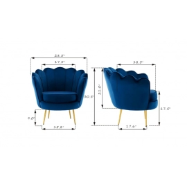 Living Room Chair with Golden Metal Legs, Retro Leisure Velvet Single Sofa, Mid Century Upholstered Accent Living Room Chair
