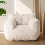 Sherpa Bean Bag Chair, Boucle Tufted Bean Bag Couch, Living Room Bean Bag Chair for Adults Kids, Teddy Lazy Sofa Accent