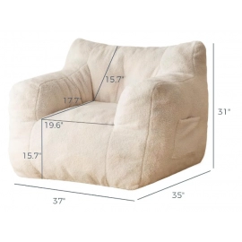 Sherpa Bean Bag Chair, Boucle Tufted Bean Bag Couch, Living Room Bean Bag Chair for Adults Kids, Teddy Lazy Sofa Accent