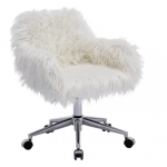 Fluffy Office Desk Chair, Faux Fur Modern Swivel Armchair with Wheels, Soft Comfy Fuzzy Elegant Accent Makeup Vanity Chairs